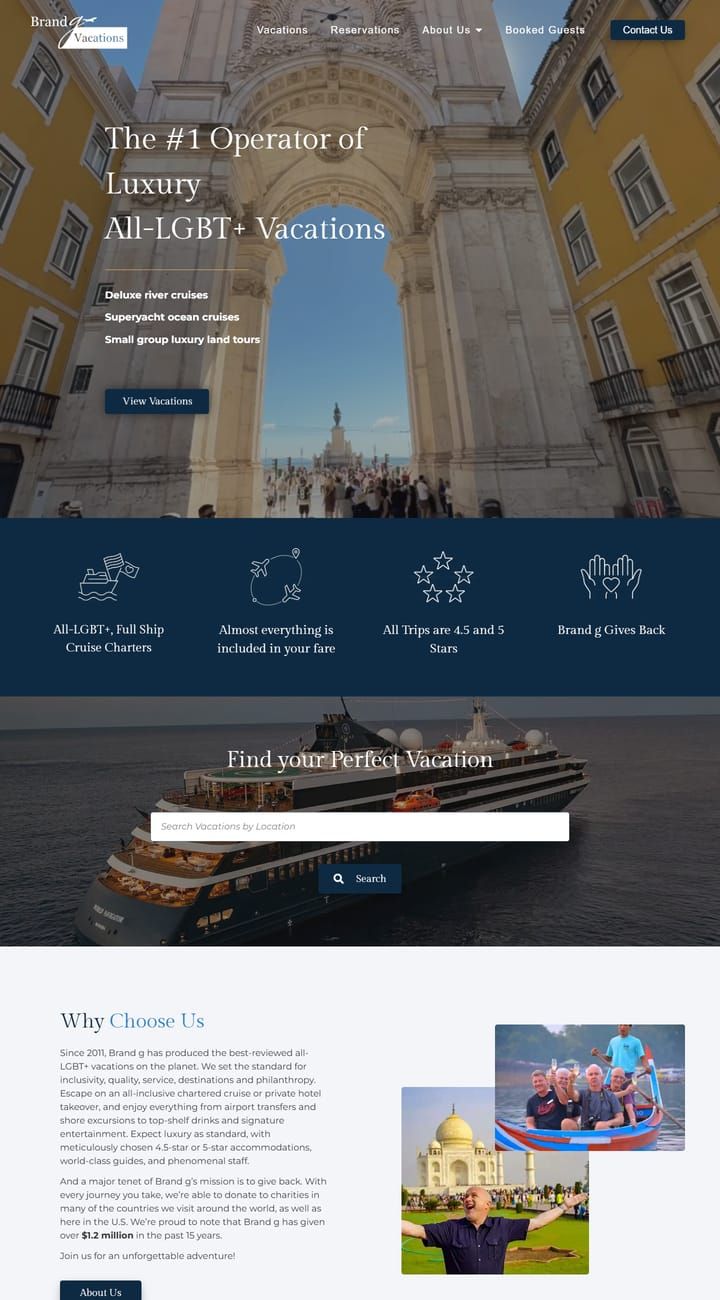 Brand g Vacations website