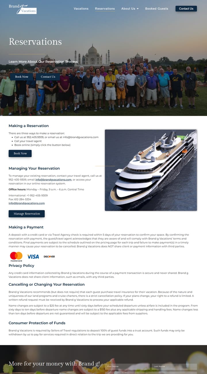 Brand g Vacations interior page