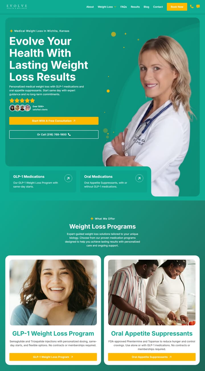 Evolve Health & Wellness website