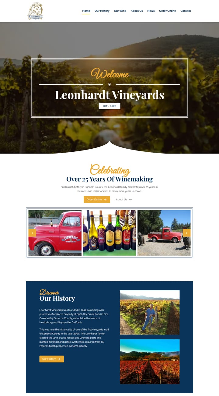 Leonhardt Vineyards website