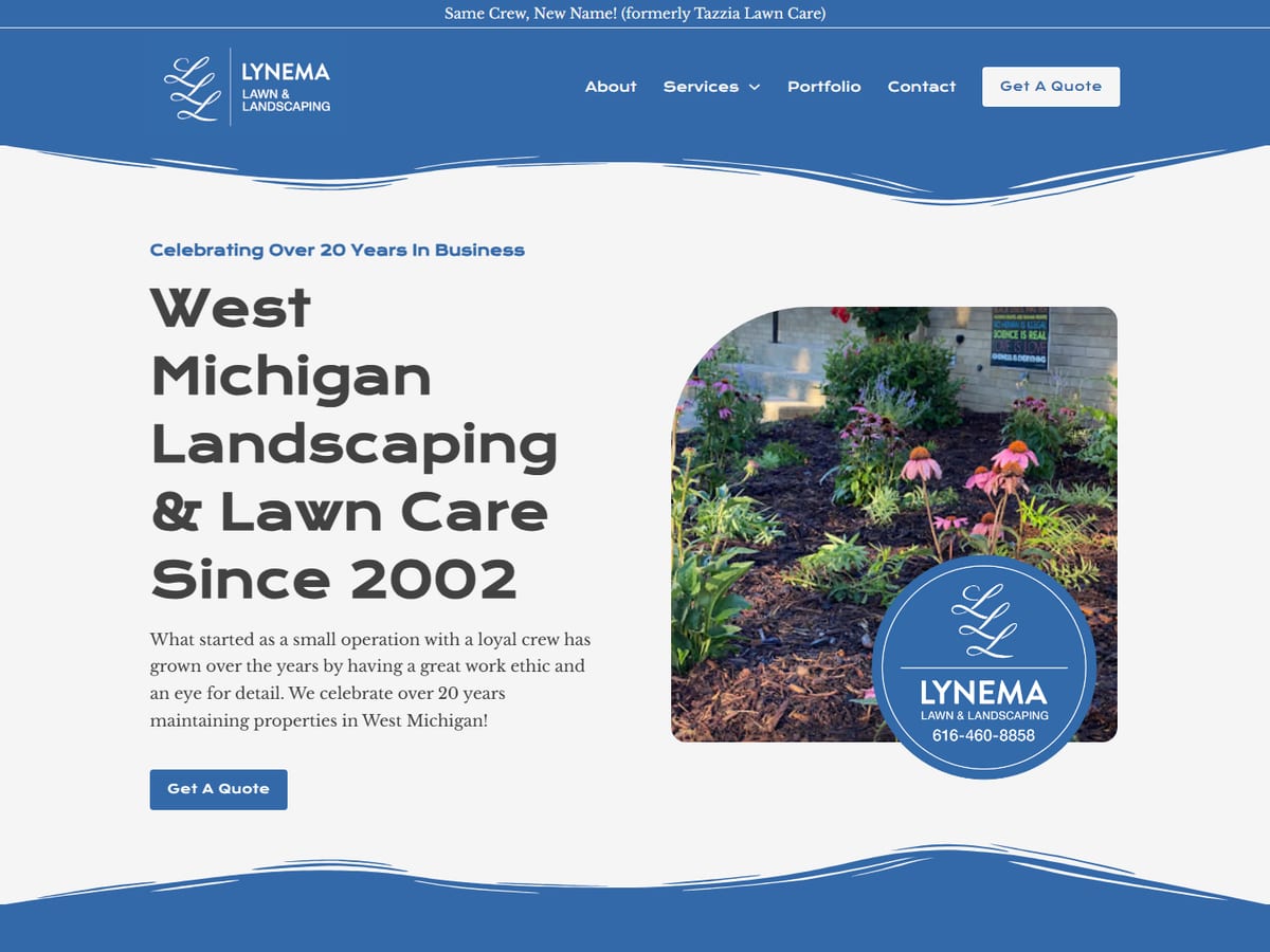 Lynema Lawn & Landscaping website