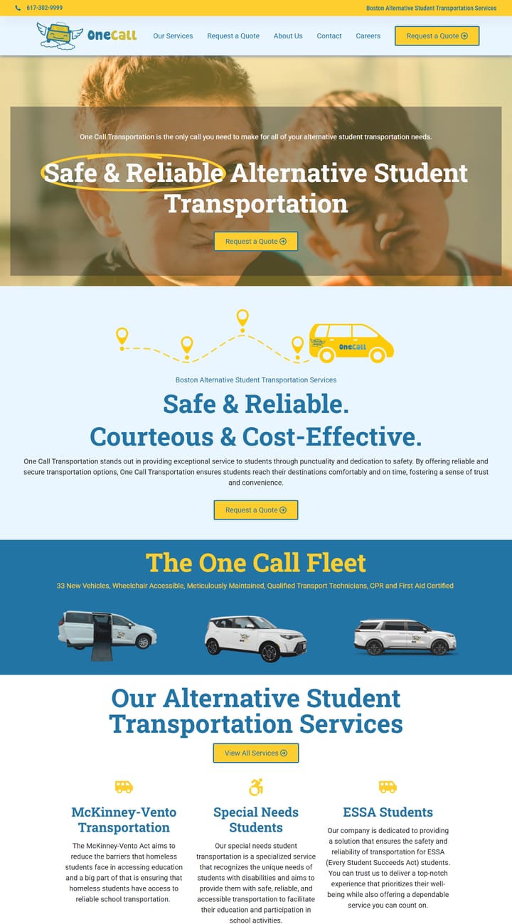 One Call Transport website