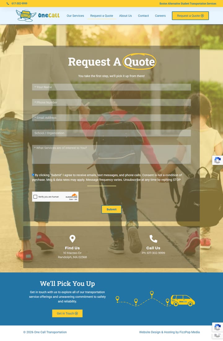 One Call Transport interior page