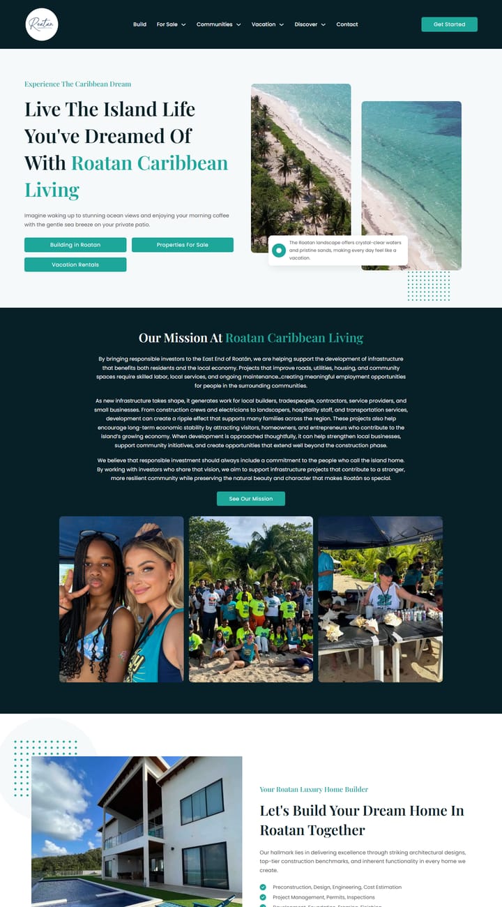 Roatan Caribbean Living website