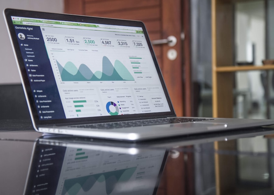 A laptop showing a lead dashboard